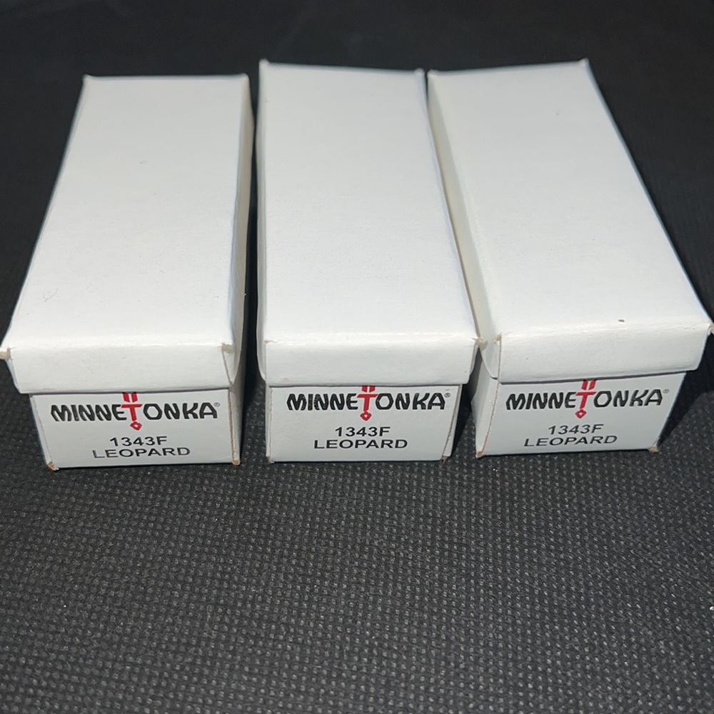 Rare NIB MINNETONKA Mini Moc Key Rings Leopard three boxes - Picture 7 of 7